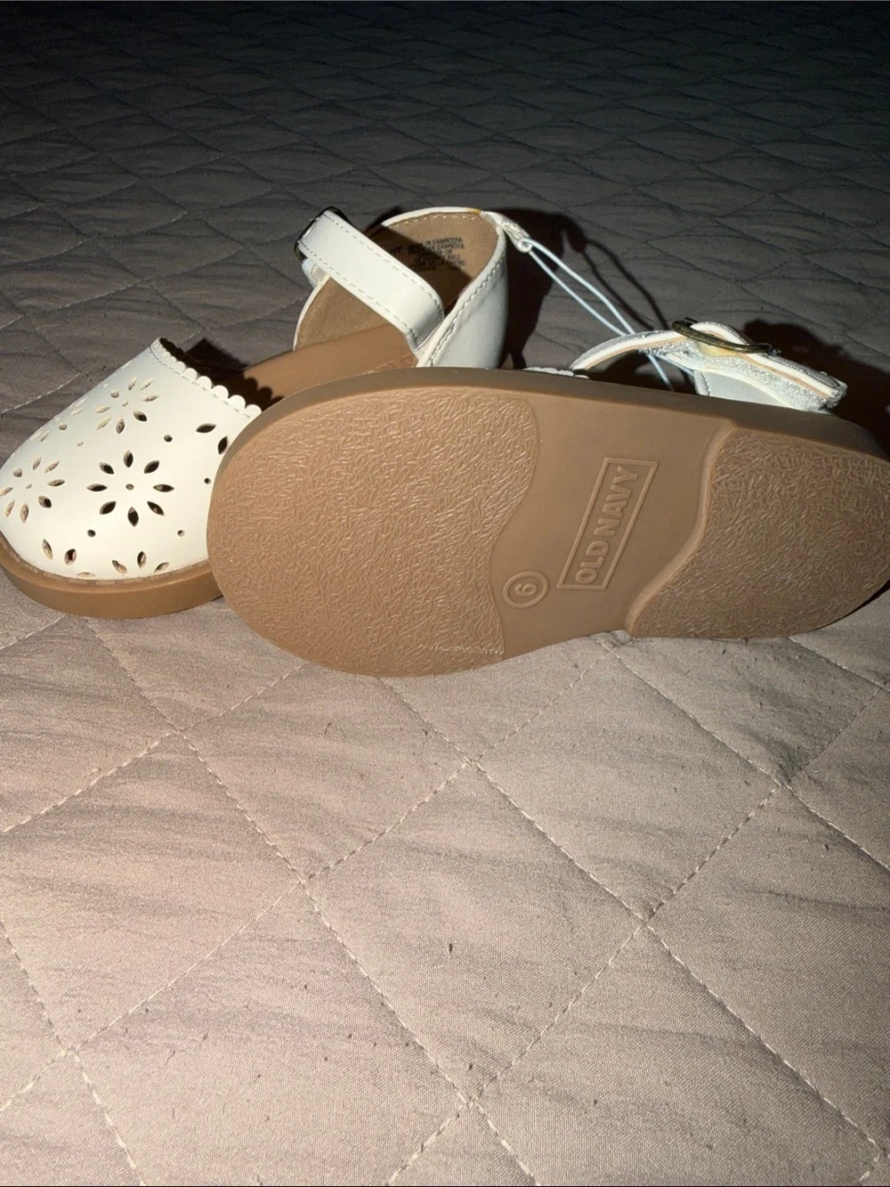 Old Navy White Floral Cutout Mary Jane Flats for Kids